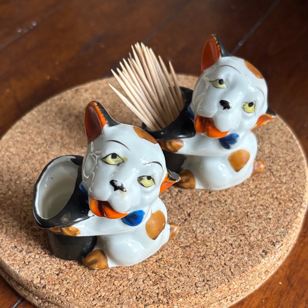 Vintage Japan  Bonzo (set of 2)Toothpick Holders
